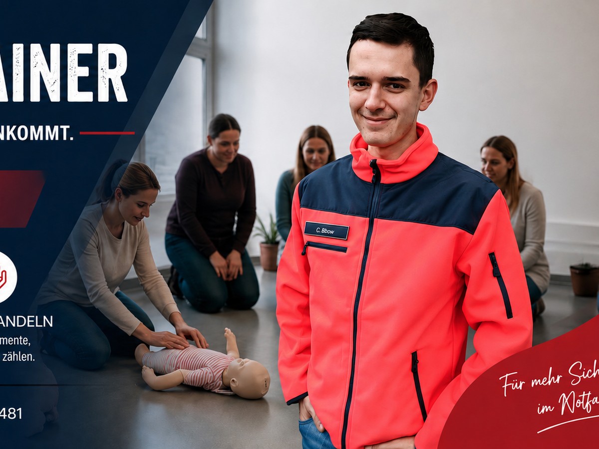 Connor Bibow von Notfalltrainer Mölln bei einer Erste-Hilfe-Schulung am Kind